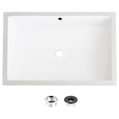 Stylish 24" Rectangular Undermount Ceramic Bathroom Sink With 2 Overflow Finishe