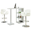 Monarch Specialties 2343 3-Piece Glossy White Bar Table Set with 2319 Barstools