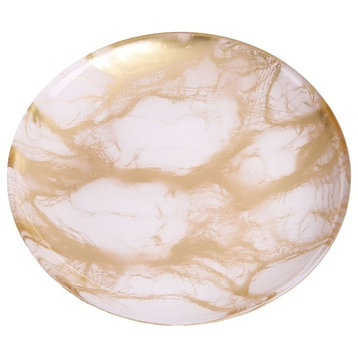 Classic Touch Gold-White Marble Plates, Set of 4