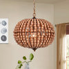 Swere 3-Light 16-Inch Wood Bead Globe Chandelier HM127/3