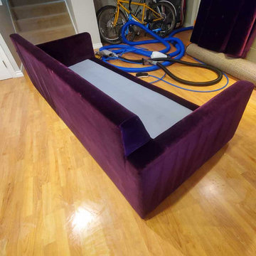 Luxury Velvet Upholstery Steam Cleaning After Damage from Moving Company Located