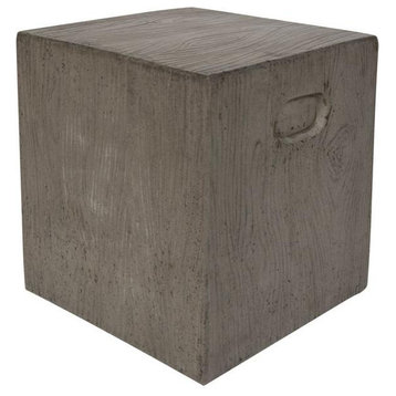 Cube Indoor/Outdoor Modern Concrete 16.5-Inch H Accent Table, Vnn1003A