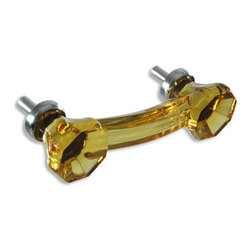CKP - 3 inch Glass Pull, Amber Glass, Nickel Base - Cabinet And Drawer Handle Pulls