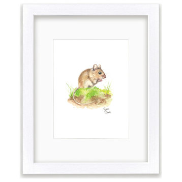 "Woodland Tinies" Mouse Individual Framed Print, With Mat, White, 16"x20"