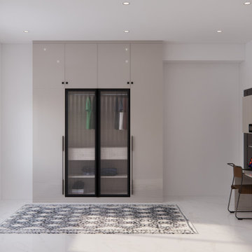 Minimalist Wardrobe with Fluted Glass Doors