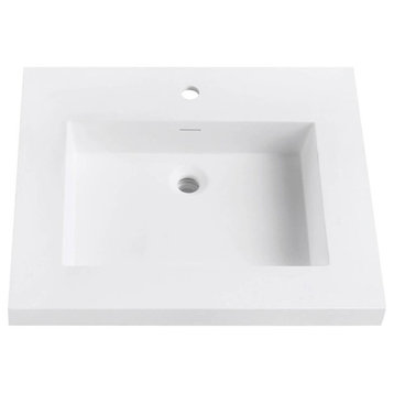 Versastone 25" Solid Surface Vanity Top With Integrated Bowl, Matte Finish