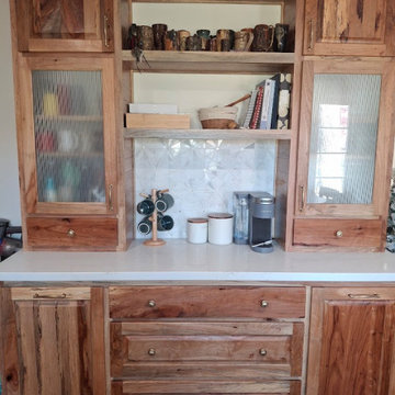Custom Natural Wood Built-In Coffee Bar & Buffet Hutch
