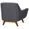 Janson Mid-Century Sofa Chair, Champagne Wood Finish and Dark Gray Fabric