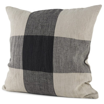 Beige And Black Plaid Pattern Throw Pillow Cover