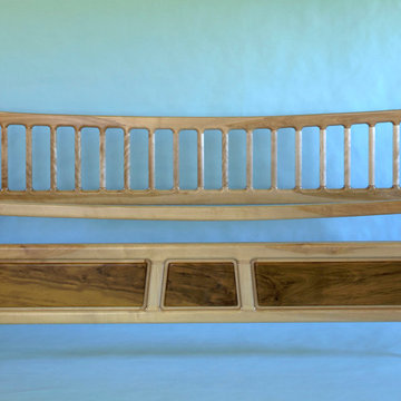 Eastern yellow birch and imbuia king size bed