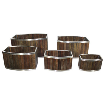 12 x 20 Oval Wooden Planter with Stainless Steel Trim