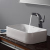 Elavo Ceramic Rectangle Vessel White Sink, PU Drain Chrome