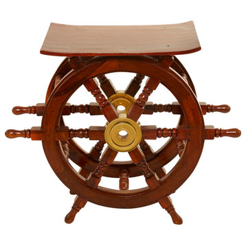 Nautical Brown Wood Accent Table 561754
