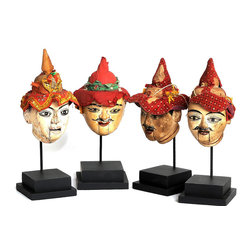 Vintage Burmese Puppet Heads - Decorative Objects And Figurines