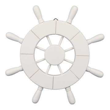 White Decorative Ship Wheel 9'', Wooden Ships Wheel, Boat Steering Wheel