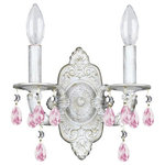 Crystorama - Crystorama 5022-AW-RO-MWP Paris Market - Two Light Wall Sconce - The Paris Market collection offers a casual yet elegant, aesthetic with every fixture. The hand painted frame features soft curves and clear Swarovski strass crystal. This sconce is timeless yet whimsical, allowing it to work with any d�cor but still be a statement.   Shade Included: TRUEParis Market Two Light Wall Sconce Rose Hand Cut Crystal *UL Approved: YES *Energy Star Qualified: n/a  *ADA Certified: n/a  *Number of Lights:   *Bulb Included:No *Bulb Type:No *Finish Type:Antique White