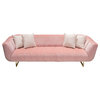 Diamond Sofa Venus Sofa, Blush Pink Velvet, Contrasting Pillows, Gold Metal Base