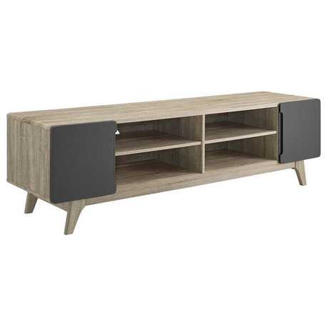 Modway Tread 70" Modern Wood TV Stand for TV up to 76" in Natural/Gray