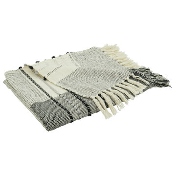 Striped Design Throw Blanket, Grey, 50"x60"