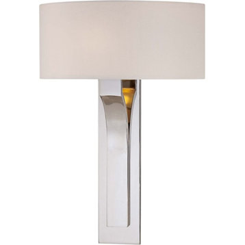 P1705-613 Decorative 1-Light Wall Sconces, Polished Nickel With White Glass
