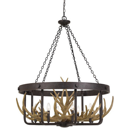 Cal Lighting Angelo 8 Light Metal Antler Chandelier, Iron, FX-3703-8