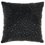 Mina Victory - Mina Victory Luminescence Fully Beaded 20" x 20" Black Indoor Throw Pillow - Jewelry for your rooms, this elegantly handcrafted rhinestone, bead and embroidered collection adds a touch of sparkle to your day.