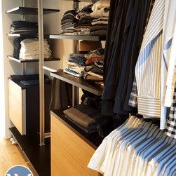 Elite Wardrobe in Black & Wood Grain - Storage and Organisation
