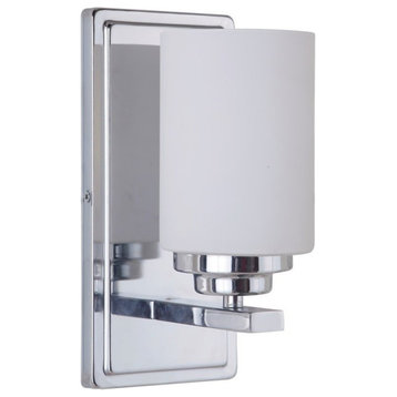 Jeremiah Albany 1-Light Wall Sconce, Chrome, White Frosted Glass, 39701-CH