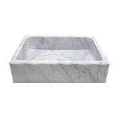 Rustic White Carrara Marble Rectangular Bathroom Vessel Sink, 20"x15"