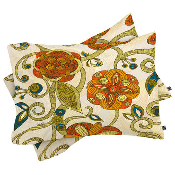 Deny Designs Valentina Ramos Orange Flowers Pillow Shams, Queen
