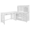 Pemberly Row Contemporary Engineered Wood L Shaped Desk with Hutch in White