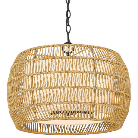 Everly 4 Light Chandelier With Natural Rattan Shade