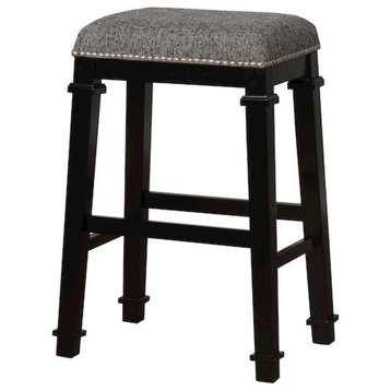 Kyley Black and White Tweed Backless Bar Stool
