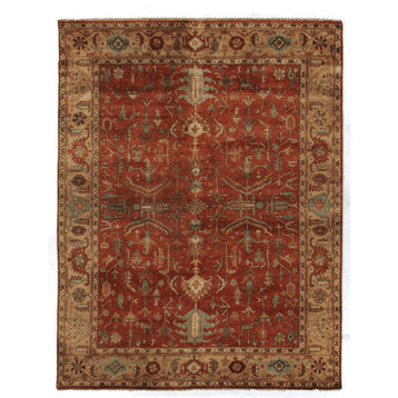 Antique Weave Serapi Hand-Knotted Wool Rust/Gold Area Rug, 9'x12'