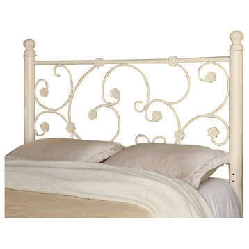 Bowery Hill Floral Traditional Metal Full Queen Headboard in White