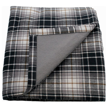 Wool Flannel Reversible Blanket, Grey, Queen