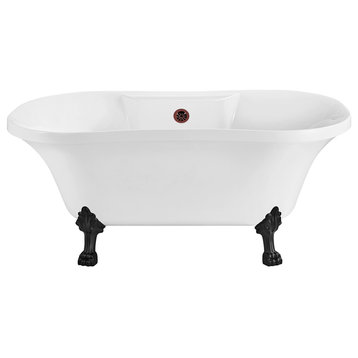 60" Streamline N100BL-ORB Soaking Clawfoot Tub and Tray With External Drain