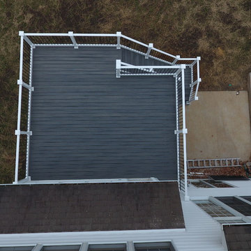 Island mist decking with see through railing balusters