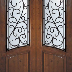 Prehung Double Door 96 Wood Alder Bellagio Arch Top Arch Lite - Front Doors