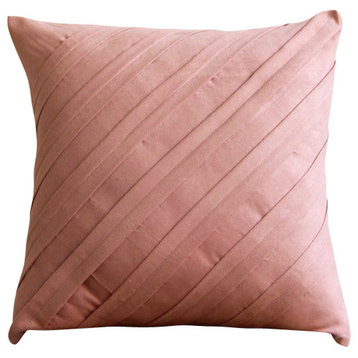 Contemporary Soft Pink, Pink Faux Suede Fabric 12"x12" Pillow Case