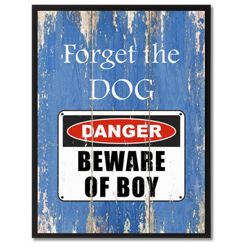 Beware Of Boy Danger Sign, Canvas, Picture Frame, 13"X17"