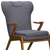 Ryder Mid-Century Accent Chair, Champagne Ash Wood Finish and Dark Gray Fabric