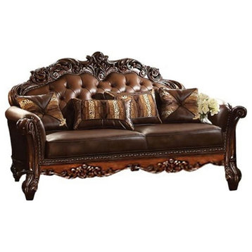ACME Vendome Sofa with 3 pillows in Cherry PU