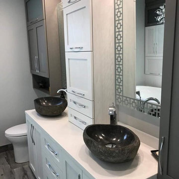 River stone sinks pair