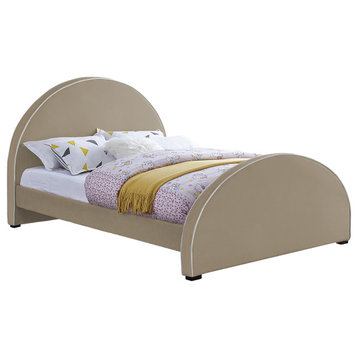 Brody Velvet Upholstered Bed, Beige, Queen