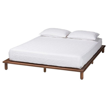 Baxton Studio Alivia Modern Walnut Brown Finished Wood King Size Bed Frame