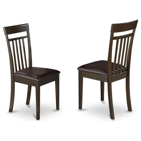 Capri Slat Back Kitchen Chair With Leather Upholstered Seat - Set Of 2