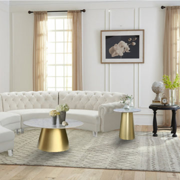 Meridian Gold Sorrento End Table - Marble/Metal