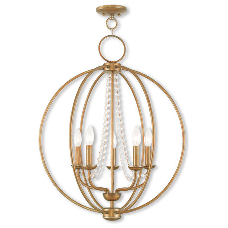 Arabella 5-Light Chandelier, Antique Gold Leaf