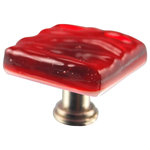 Glass Storm Studios - Ruby Handmade Glass, Knob - Textured, layered and glittering ruby glass. All our products are handmade to order.  Important: Do not use an electric drill or electric screwdriver.